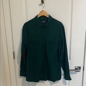 Chaps Dark Green Herringbone Shirt